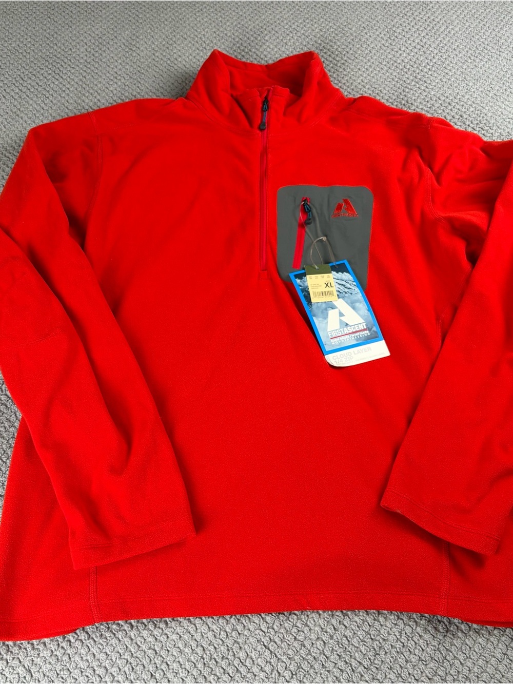 Eddie Bauer first ascent cloud layer Red Quarter-Zip Fleece Pullover Read**